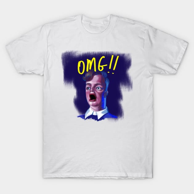 OMG!! Dude in Shock Funny Caricature Meme T-Shirt by ckandrus